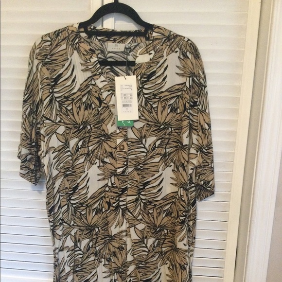 Kaffe KAlifa Amber Tunic, Size 36, Sand Leaf Print - Picture 2 of 6